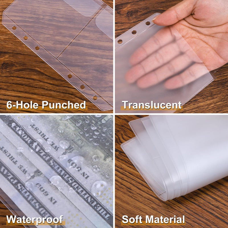 Antner 12PCS A6 Binder Pockets No Zipper Cash Envelopes for A6 6-Ring Binder, Zipless Money Folder Organizer Bill Pouches Business Card Sleeves Notebook Fillers Insert Pages for Cash Stuffing Binder - Image 5
